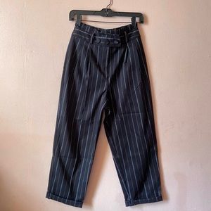 Topshop Petite striped navy trousers